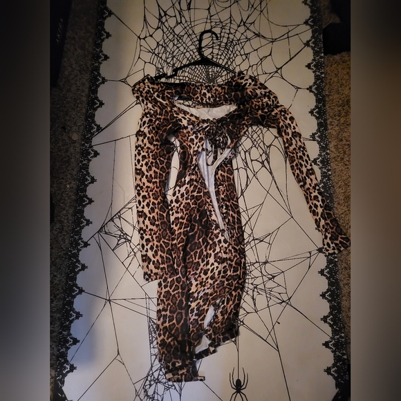 Dolls Kill Cheetah Tie Up Bodycon (XS)(NWOT)(DEADSTOCK) - Picture 4 of 4